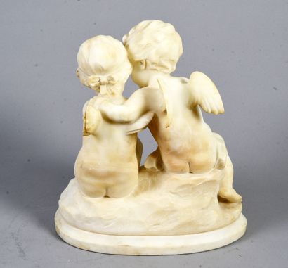 19th century school,

Love and Psyche 
Alabaster...