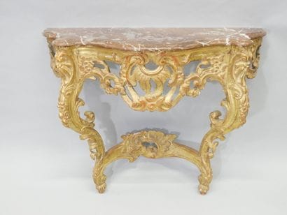 Louis XV style console in carved and gilded...