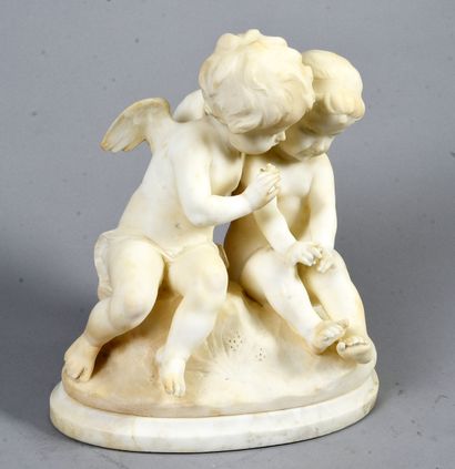 19th century school,

Love and Psyche 
Alabaster...