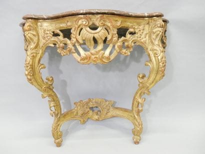 Louis XV style console in carved and gilded...