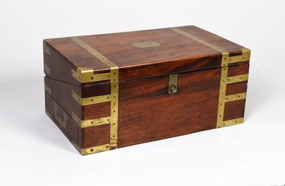 Mahogany travel writing case, lid revealing...