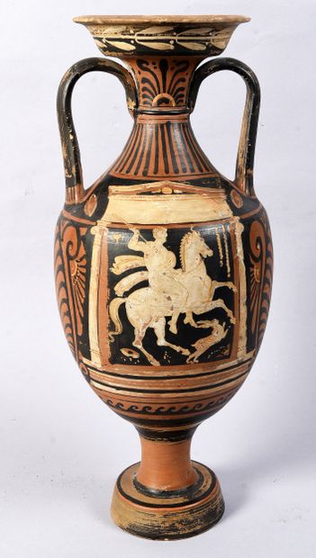 Amphora decorated on the front with a horseman...