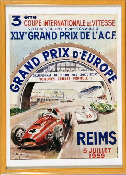 Poster for the Grand Prix d'Europe in Reims...