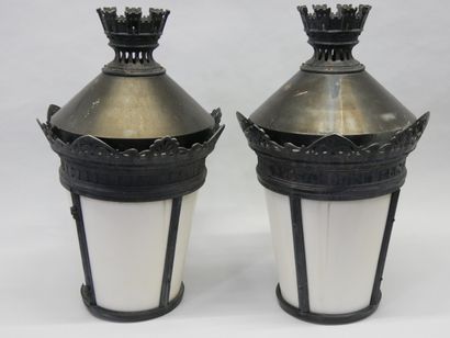 2 bronze, brass and iron lanterns, after...