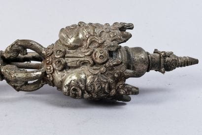 TIBET - 20th century
Large metal phurbu,...