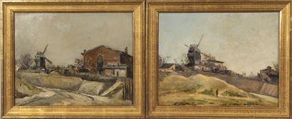20th century school,
Landscapes with mills,
Pair...