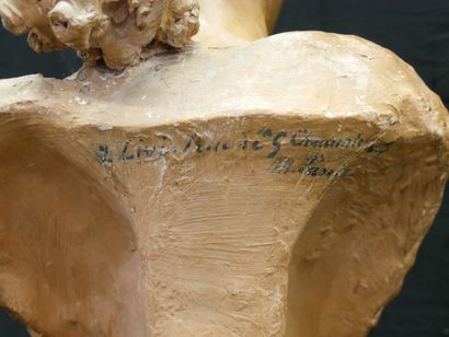 * Bust of a woman with a flowery bun on a...