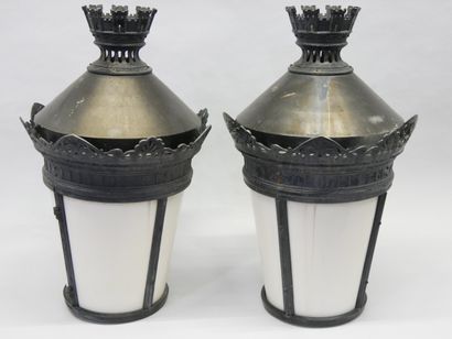 2 bronze, brass and iron lanterns, after...