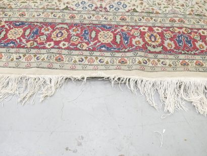 Large wool carpet, cream background, red...