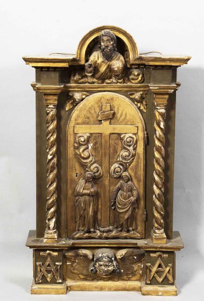 Carved, stuccoed and formerly gilded wooden...