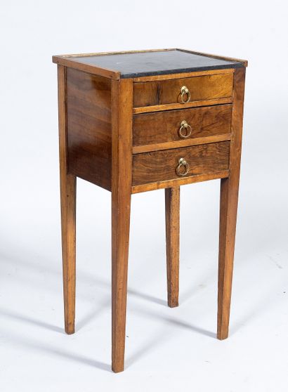 Mahogany and wood bedside table opening in...
