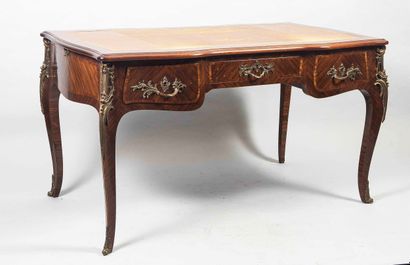 Violet wood veneered flat desk opening with...