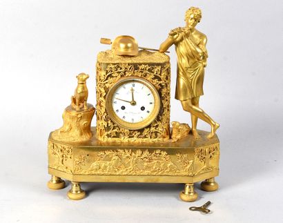 Chased ormolu clock featuring Orpheus playing...