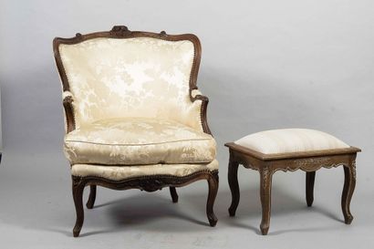 Large confessional-style cabriolet-back armchair...