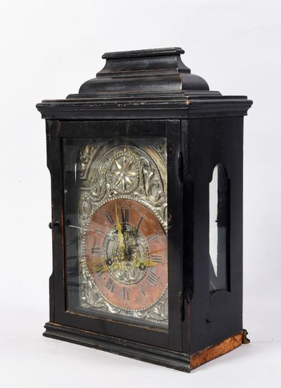 Louis XIV-style religious clock in blackened...