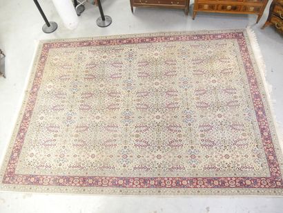 Large wool carpet, cream background, red...