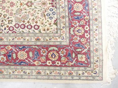 Large wool carpet, cream background, red...