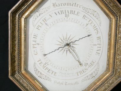 Hexagonal giltwood barometer, marked 