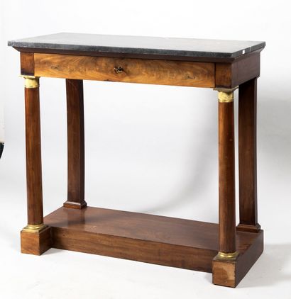 Mahogany and mahogany veneer console table...