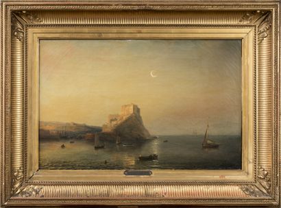 GUDIN Théodore Port au clair de lune 39 x...