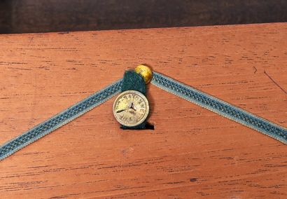 Mahogany travel writing case, lid revealing...