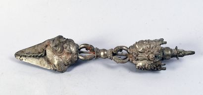 TIBET - 20th century
Large metal phurbu,...