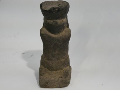 Stone sculpture with crusty patina depicting...