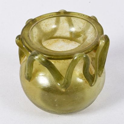 Pot with globular body topped by a wide flared...