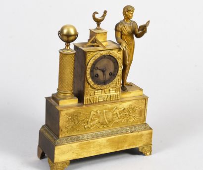 Pendule en bronze doré à l'Allégorie de la...
