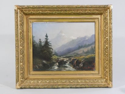 Théodore LEVIGNE (1848-1912)
Rivière de montagne
Huile...