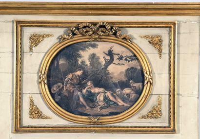 Louis XVI style trumeau in green rebacked...