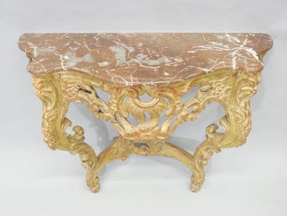 Louis XV style console in carved and gilded...