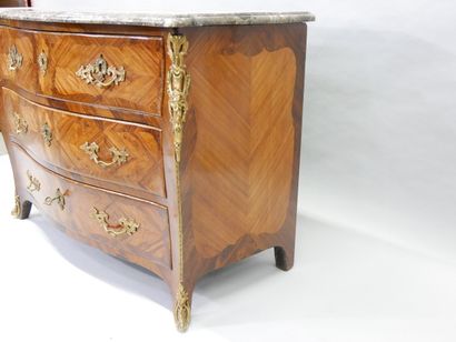 Rosewood veneered curved commode in violet...
