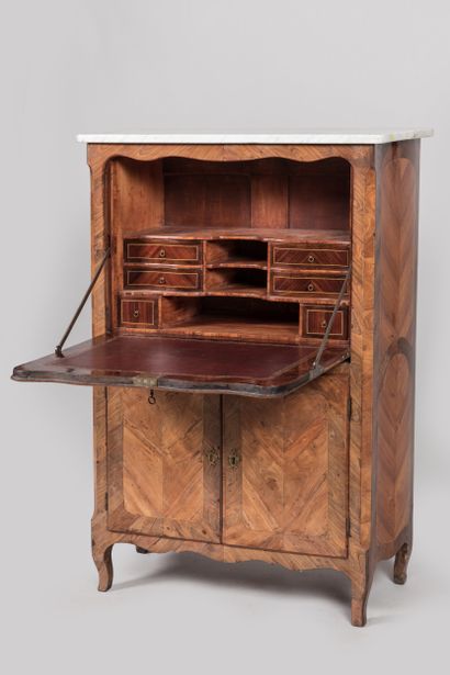 Secretary desk in rosewood veneer inlaid...