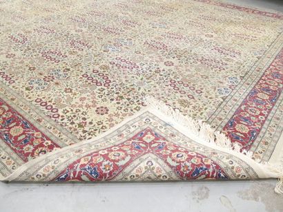 Large wool carpet, cream background, red...