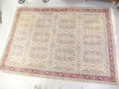 Large wool carpet, cream background, red...