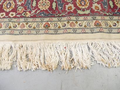 Large wool carpet, cream background, red...