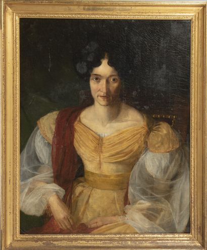 Nineteenth century school,
Woman with red...