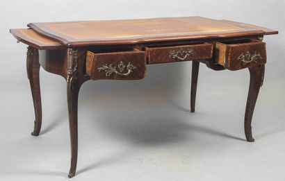 Violet wood veneered flat desk opening with...