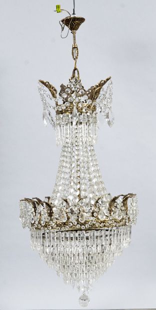 Lustre montgolfière à pampilles, structure...