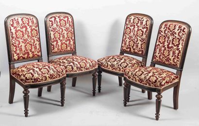 Suite of four solid molded mahogany flat-back...