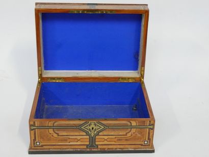 Veneered wood and brass box decorated with...