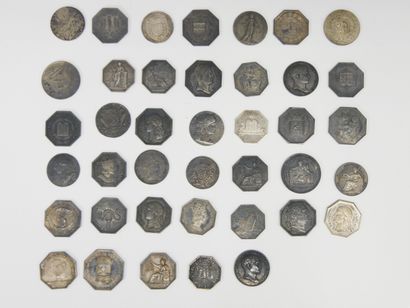 Lot of 40 silver tokens of notaries composed...