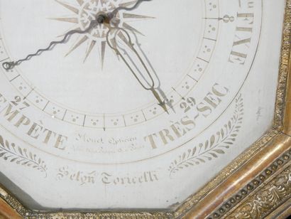 Hexagonal giltwood barometer, marked 