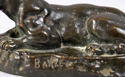 BARYE (after)
Reclining panther, 
height...