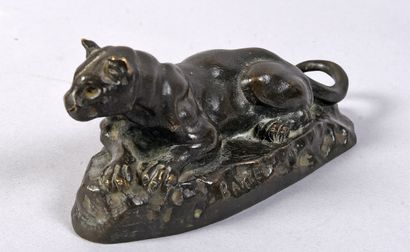 BARYE (after)
Reclining panther, 
height...