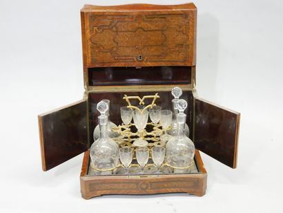 Rosewood veneered liquor cabinet with scroll...