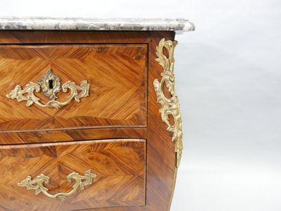 Rosewood veneered curved commode in violet...
