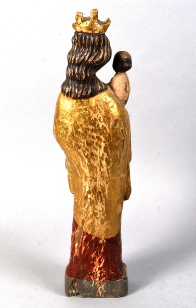 Virgin and Child in carved, polychromed and...