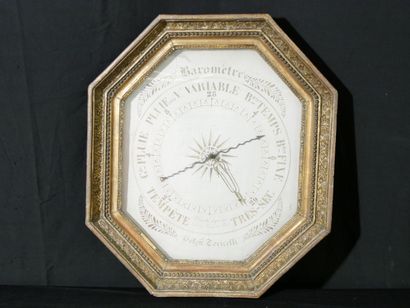 Hexagonal giltwood barometer, marked 